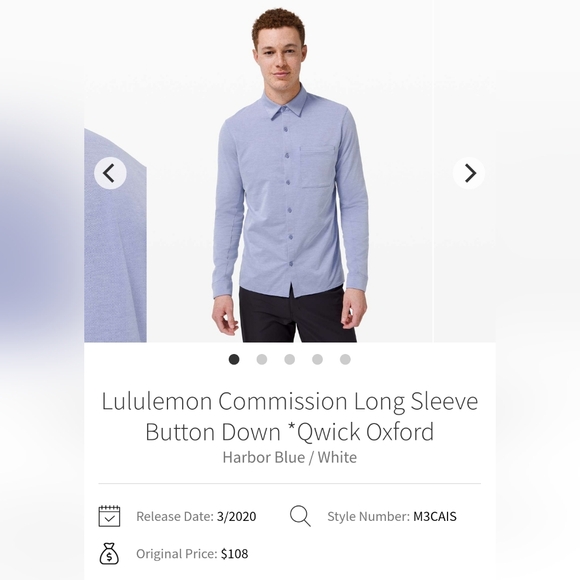 Lululemon Men's Commission Long Sleeve Button Up (Quick Oxford) (L) - Picture 3 of 8